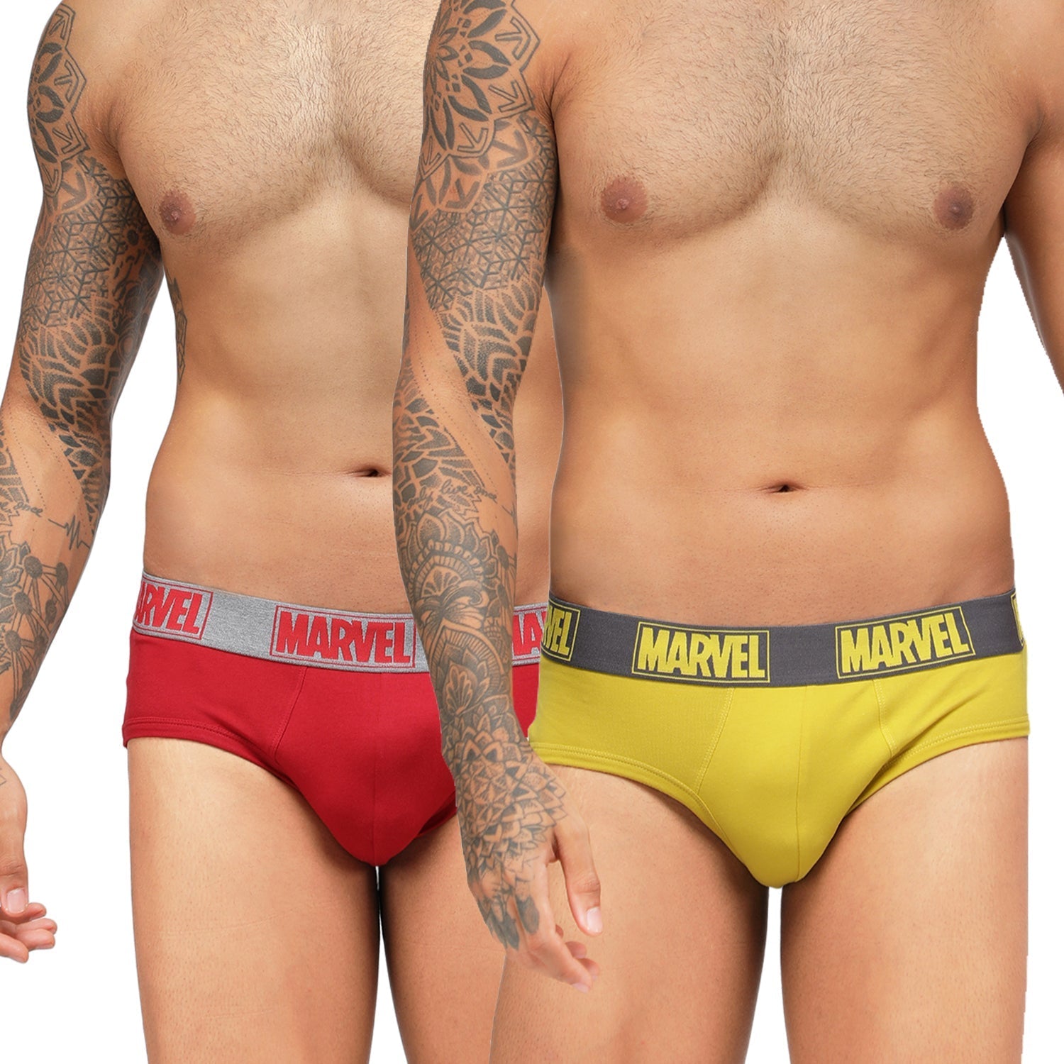 Men's Marvel Brief Pack of 2 - Chinese Red+Castle Rock