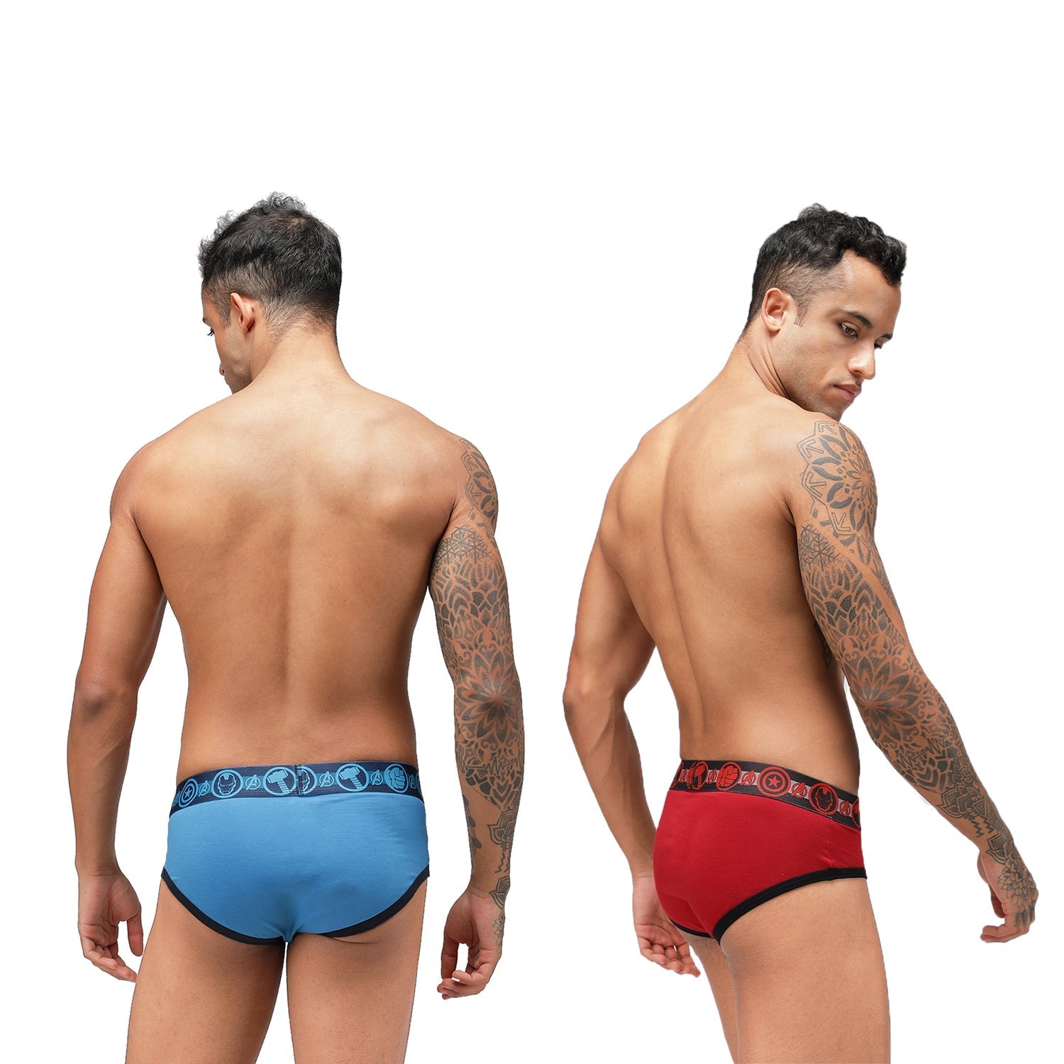 Zoiro Men's Avenger Logo Printed Brief (Pack 2) - Chinese Red + Sky Driver