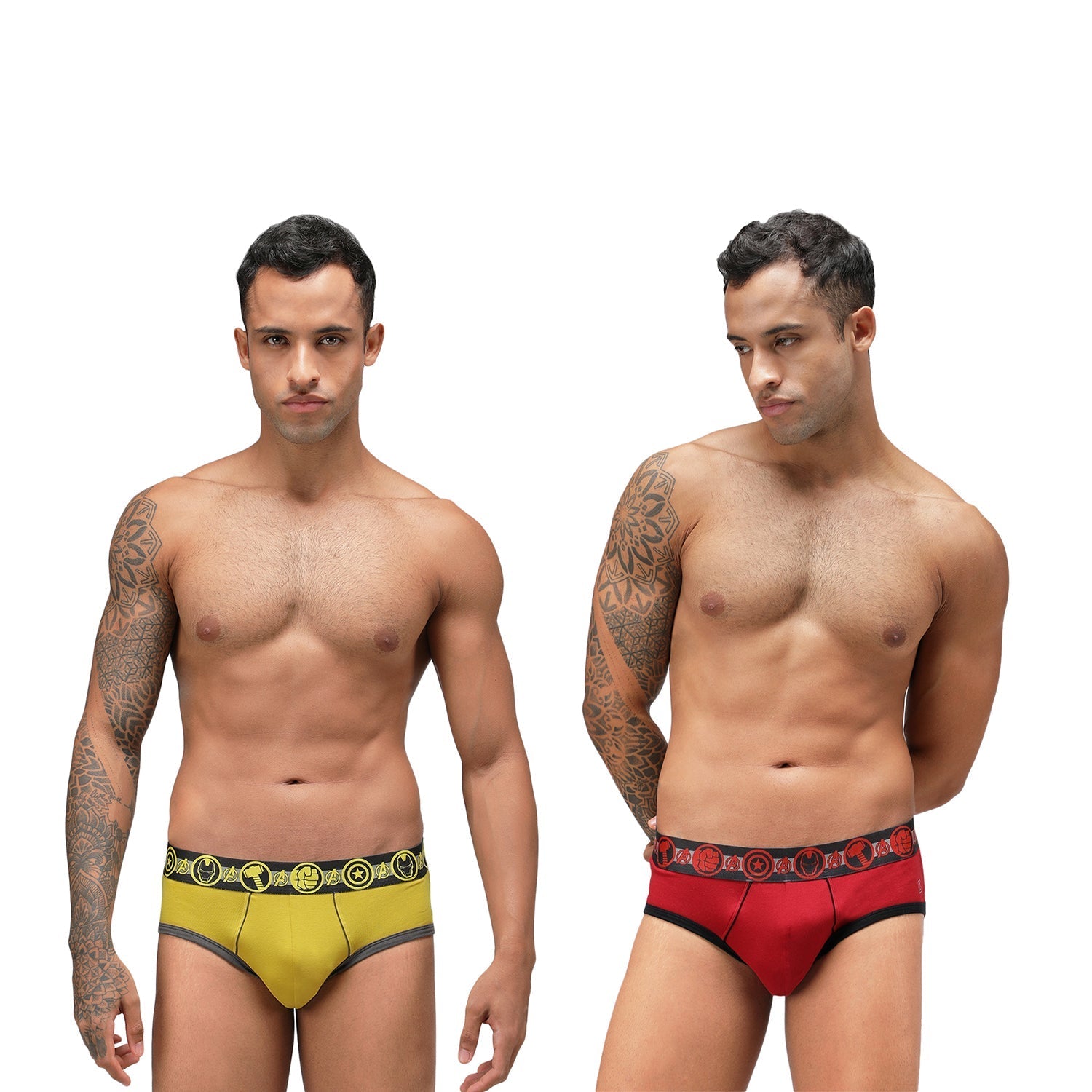 Men's Marvel Brief Pack of 2 - Chinese Red+Sulphur