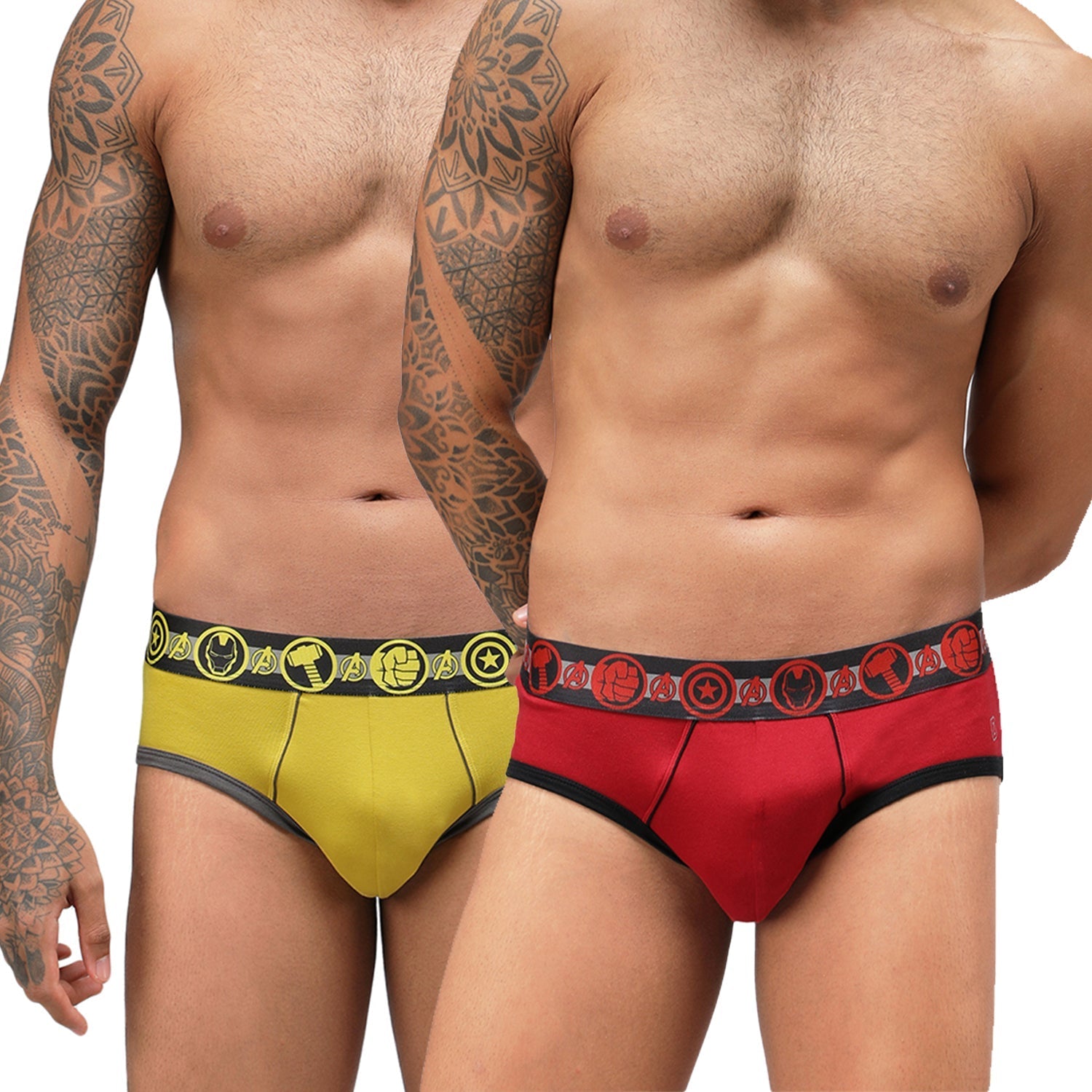 Men's Marvel Brief Pack of 2 - Chinese Red+Sulphur