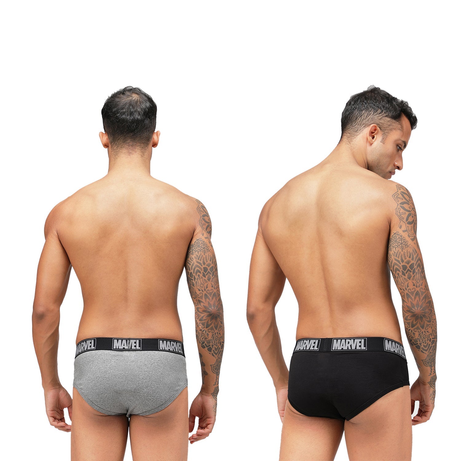 Men's Marvel Brief Pack of 2 - Grey Jaspe+Black