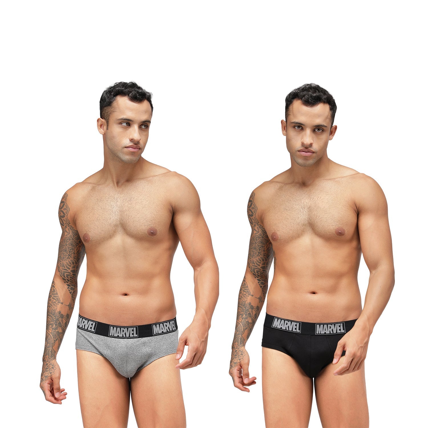 Men's Marvel Brief Pack of 2 - Grey Jaspe+Black