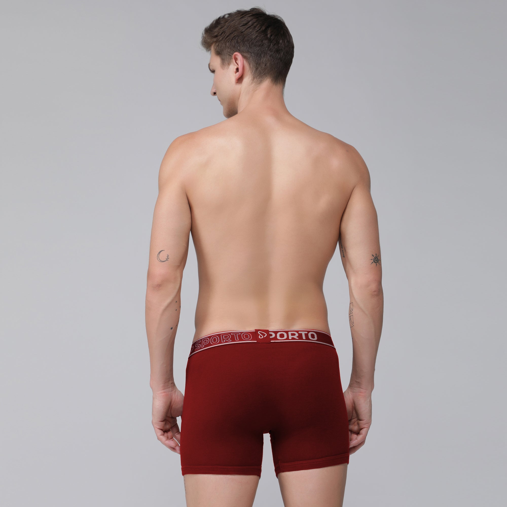 Sporto Men's Cotton Ribbed Long Trunk - Chinese Red