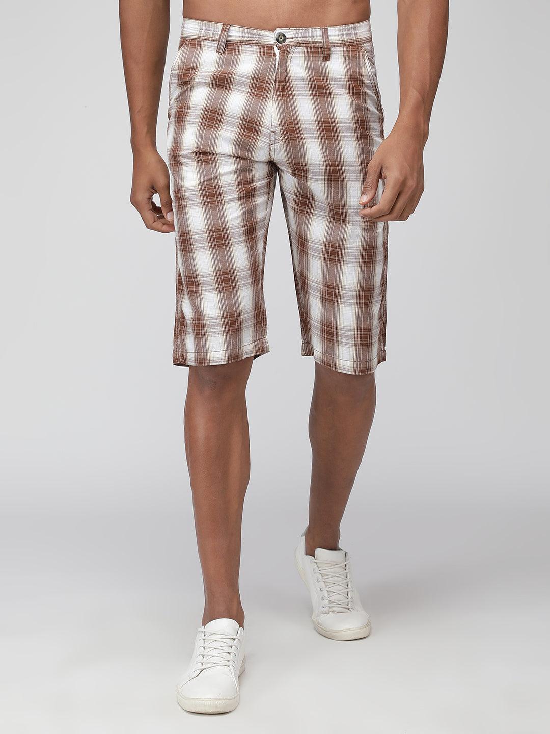 Sporto Men's Checkered Cotton Capri Shorts