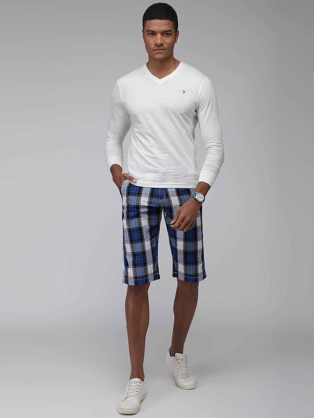 Sporto Men's Checkered Cotton Capri Shorts