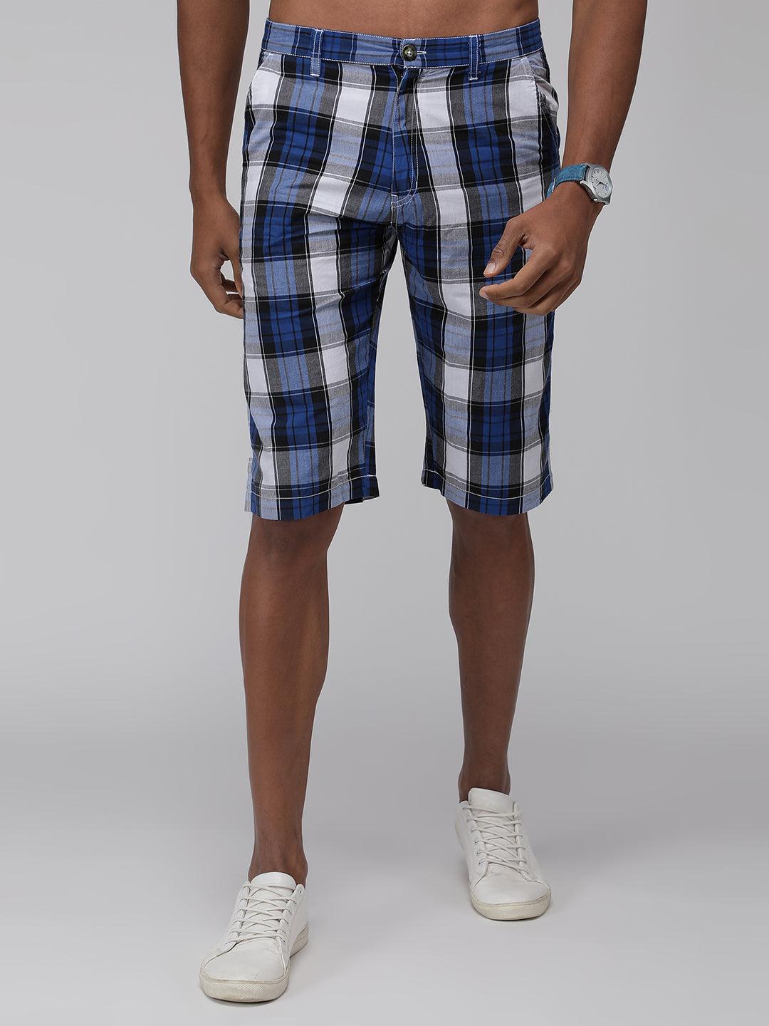 Sporto Men's Checkered Cotton Capri Shorts