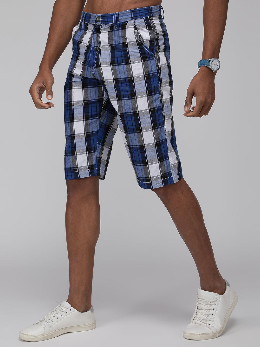 Sporto Men's Checkered Cotton Capri Shorts