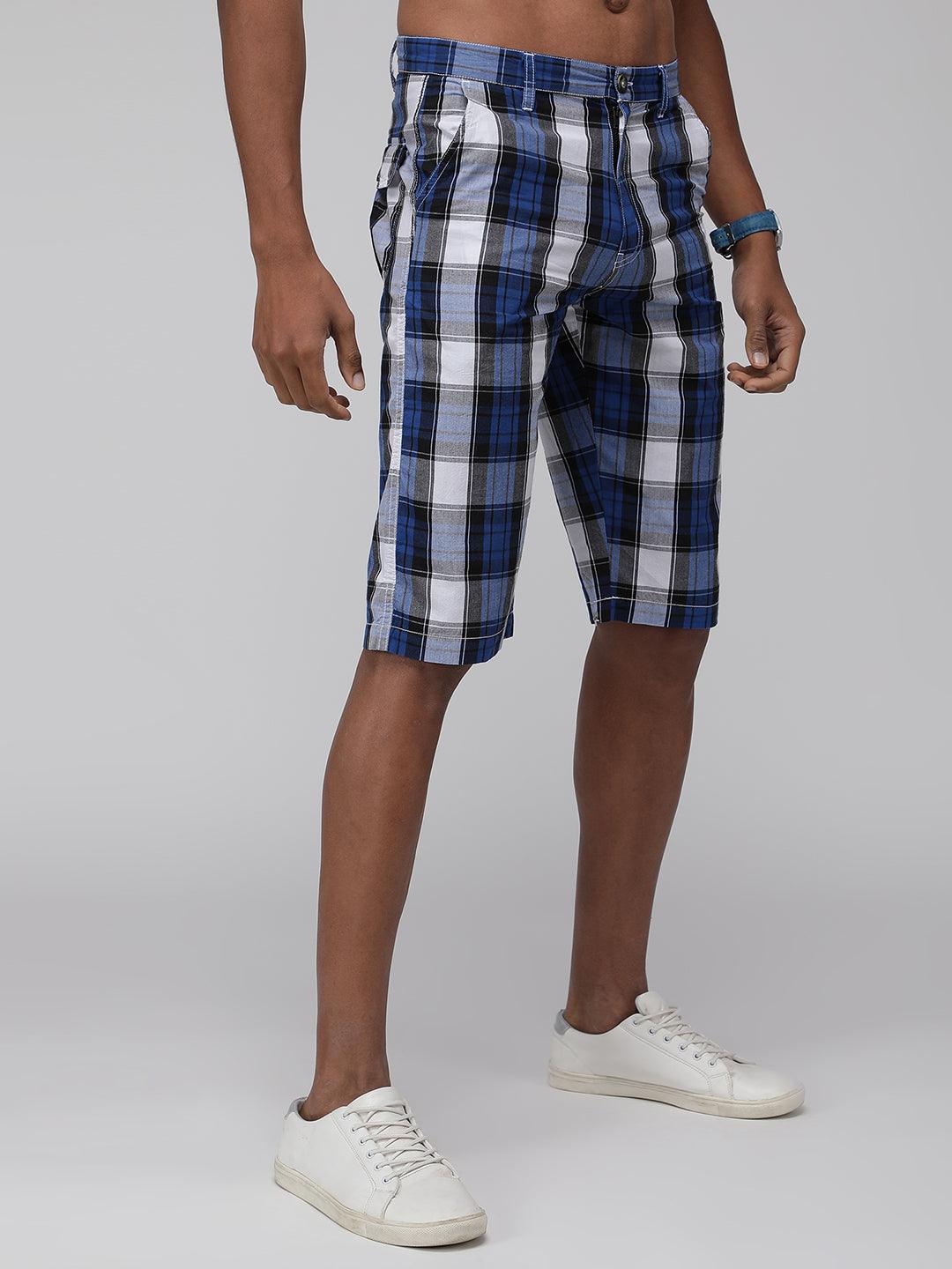 Sporto Men's Checkered Cotton Capri Shorts