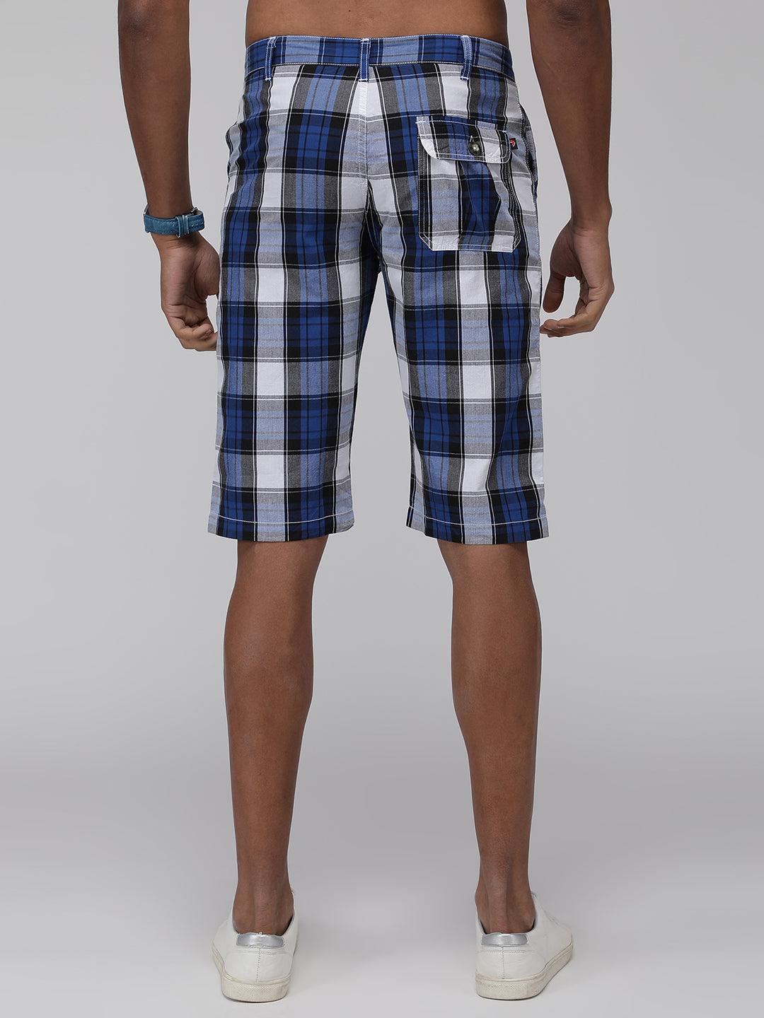 Sporto Men's Checkered Cotton Capri Shorts