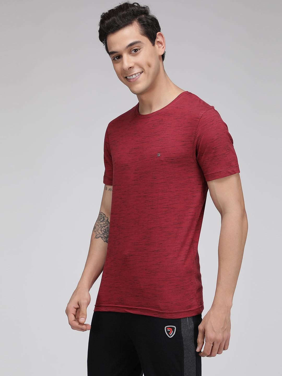 Sporto Men's Regular Fit Round Neck T-Shirt - Red Inject