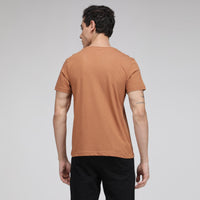 Sporto Men's V Neck T-Shirt - Pack of 2 [Brown Sugar & Peach Melange]