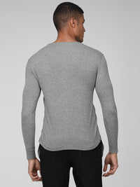 Sporto Men's V Neck Full Sleeve T-Shirt - Grey Melange