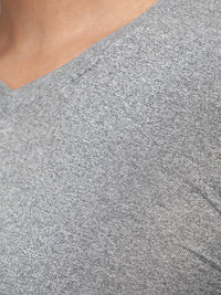 Sporto Men's V Neck Full Sleeve T-Shirt - Grey Melange