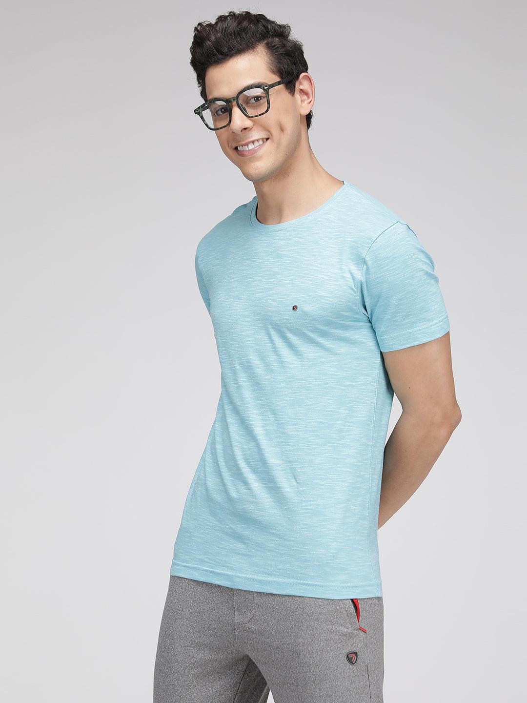 Sporto Men's Cotton Rich Regular T-Shirt - Blue Inject