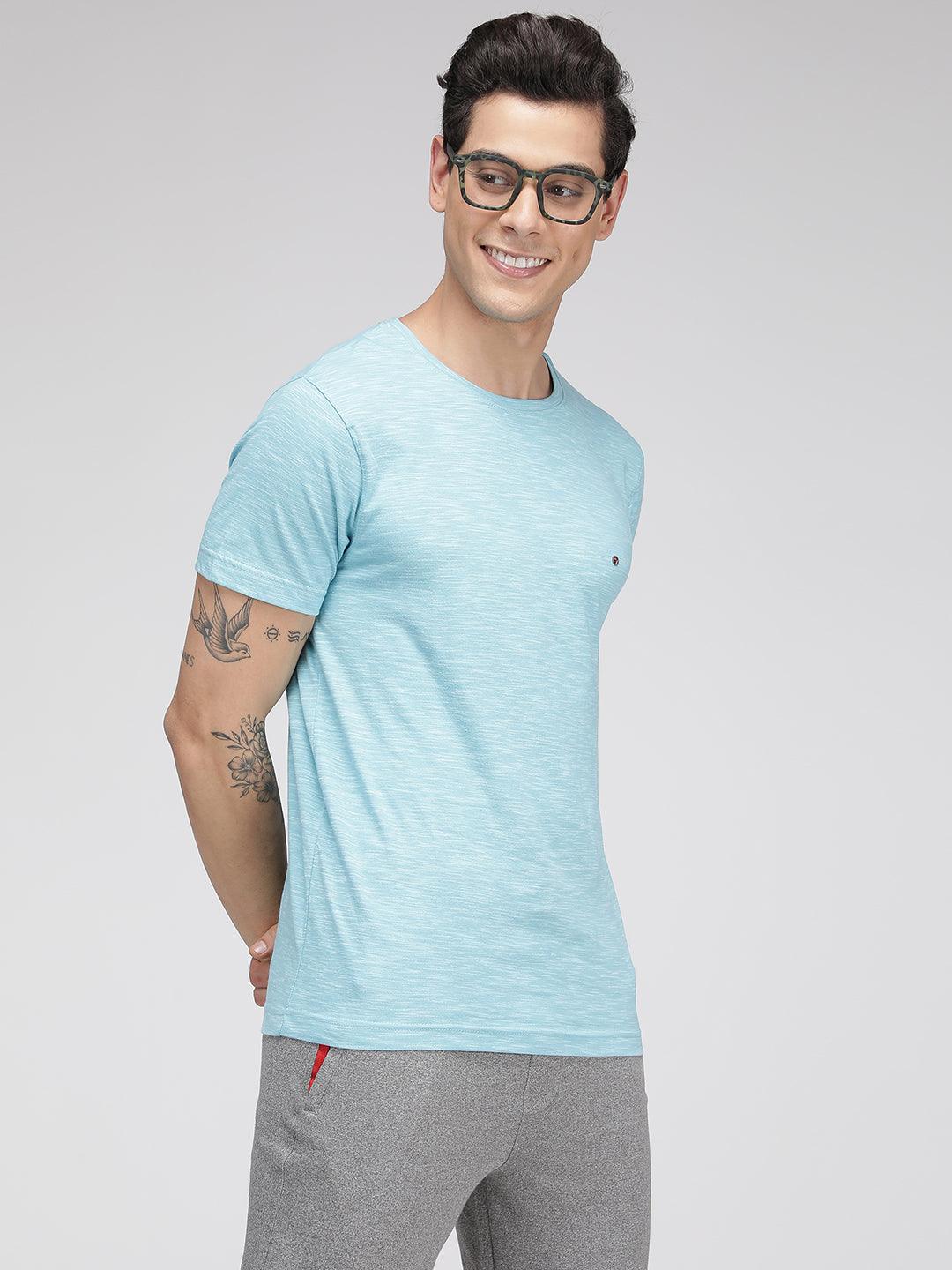 Sporto Men's Cotton Rich Regular T-Shirt - Blue Inject