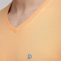 Sporto Men's V Neck T-Shirt - Pack of 2 [Brown Sugar & Peach Melange]