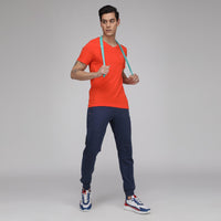 Sporto Men's V Neck T-Shirt - Pack of 2 [Tangerine & Mimosa]