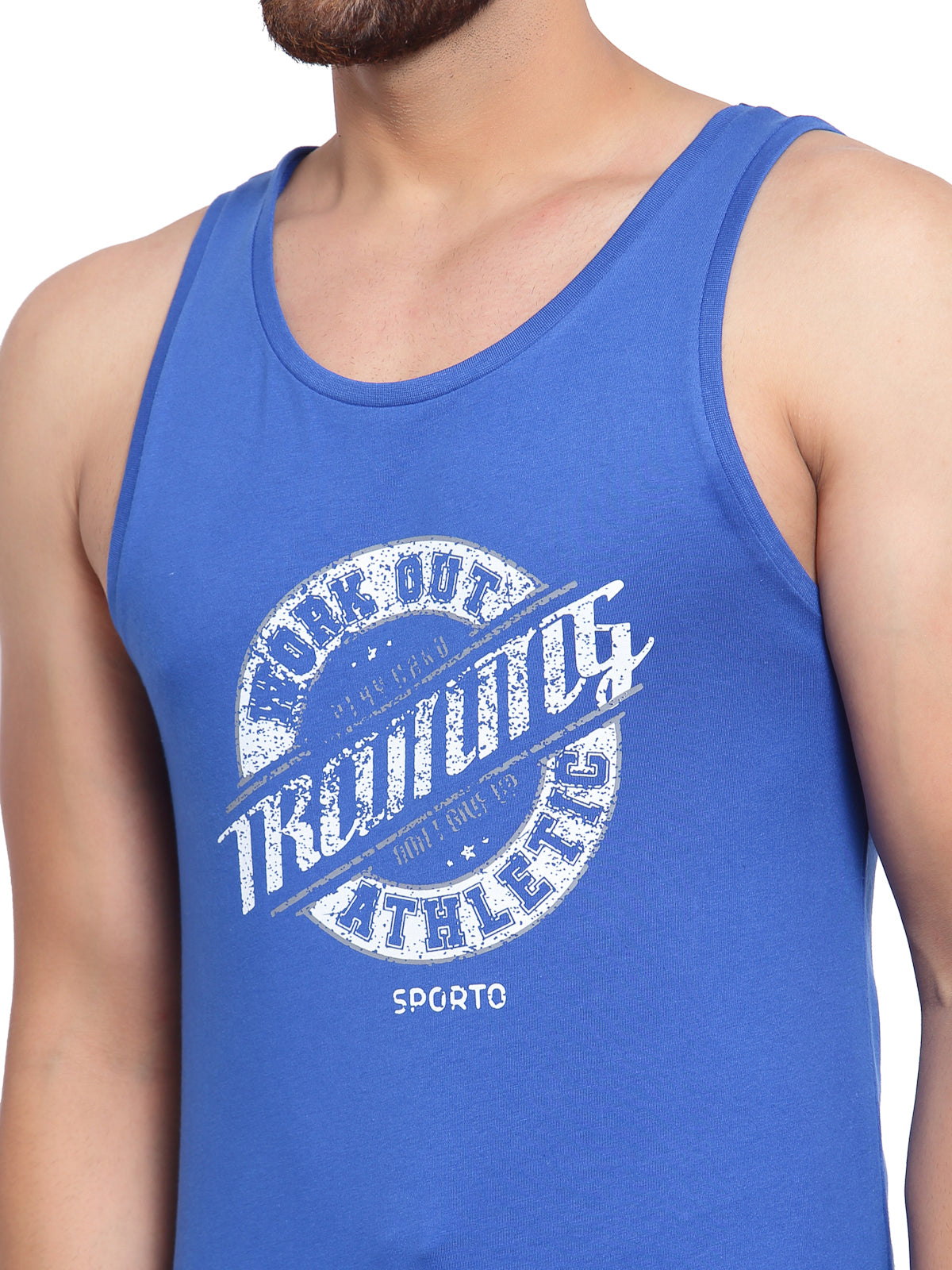 Men's Printed Gym Vest - Dutch Blue