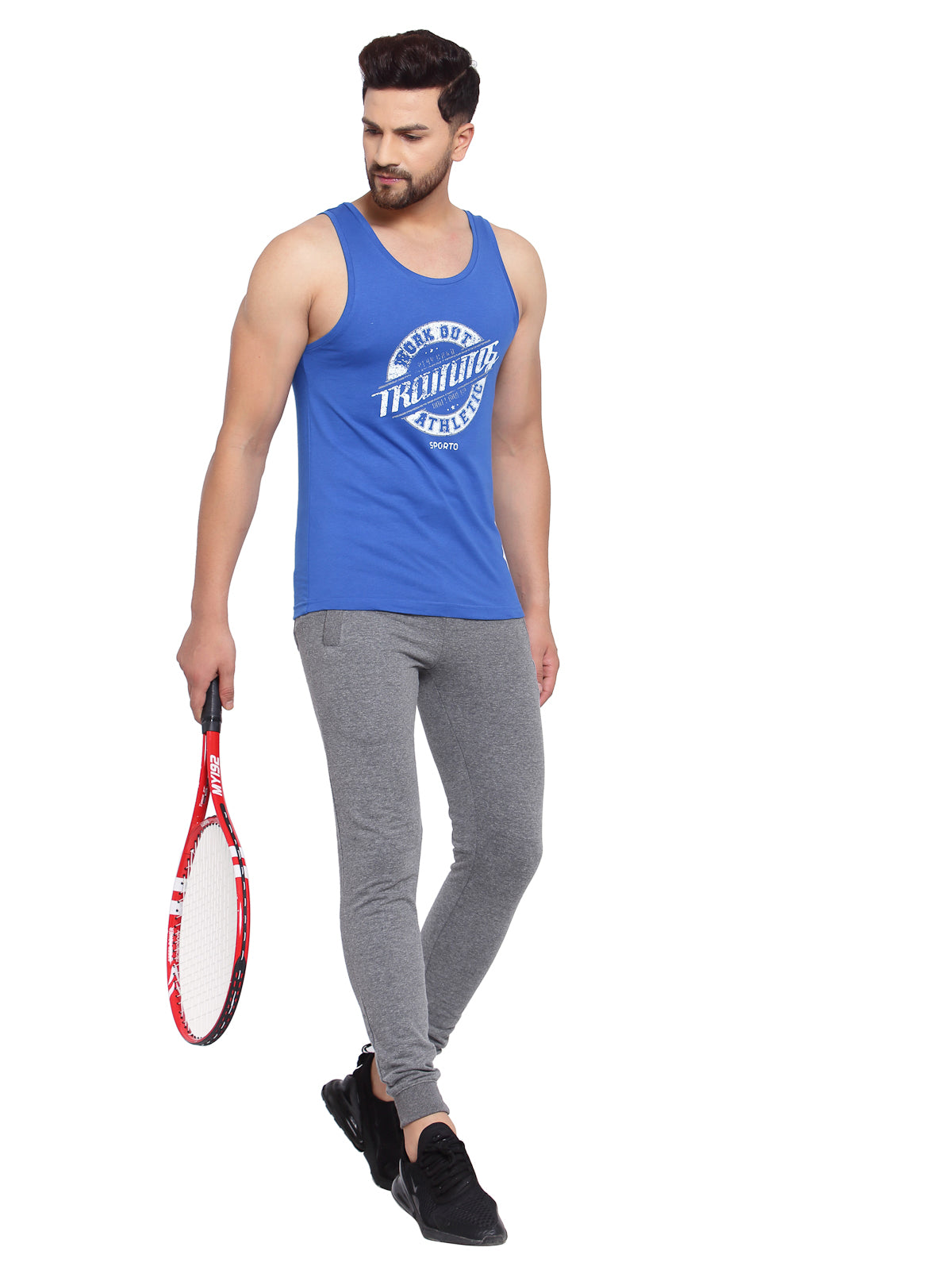 Men's Printed Gym Vest - Dutch Blue