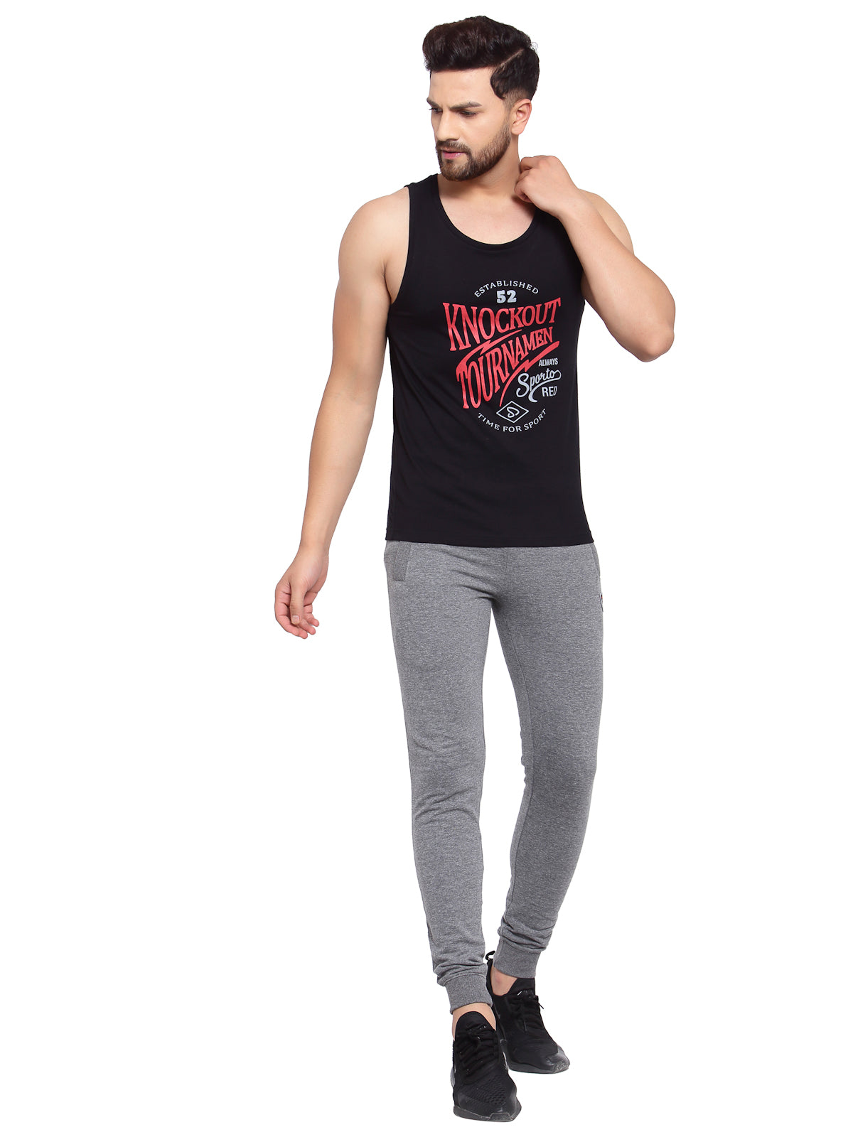 Men's Printed Gym Vest - Black