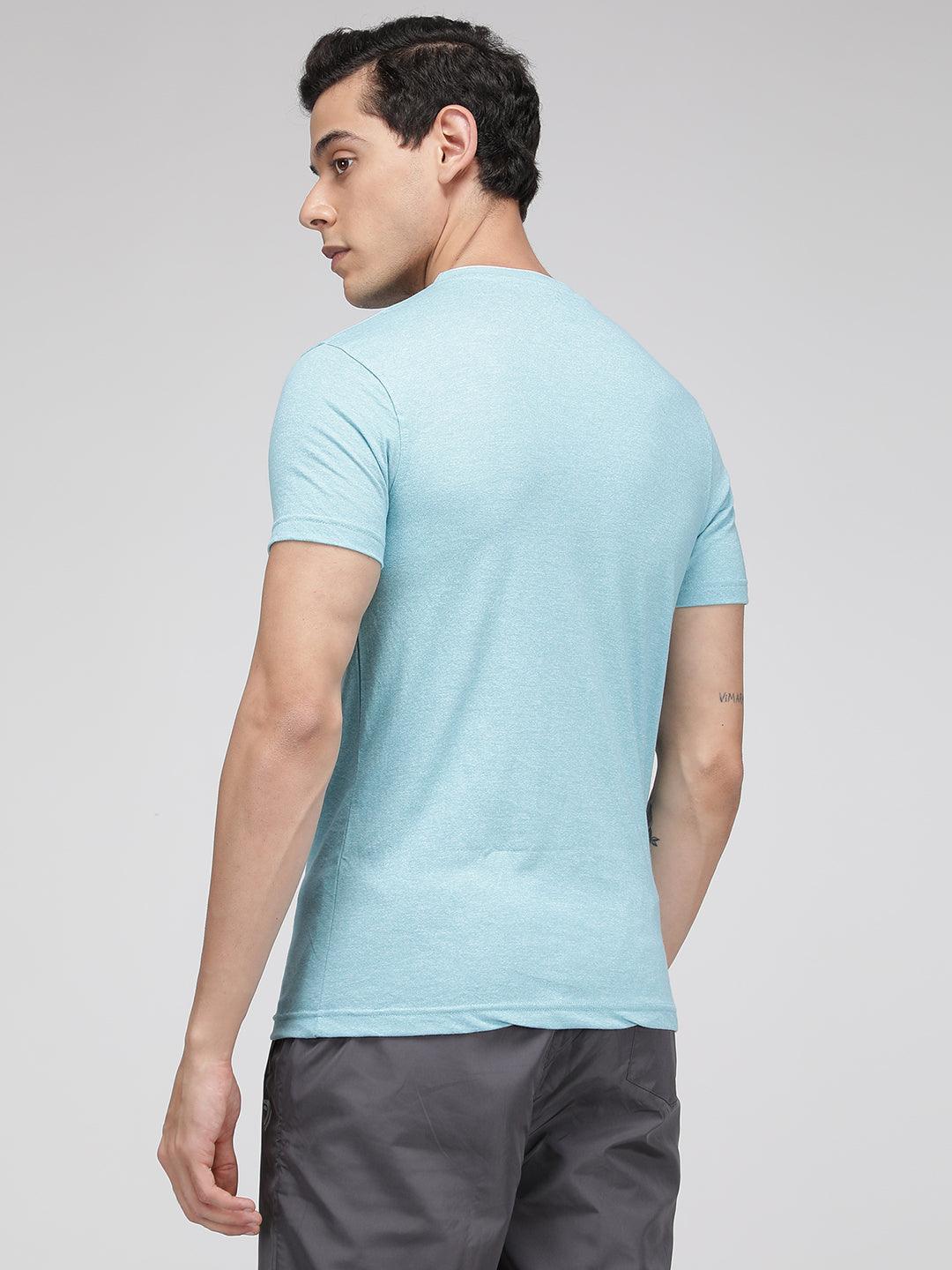 Sporto Men's Cotton Rich Regular T-Shirt - Sky Blue Melange