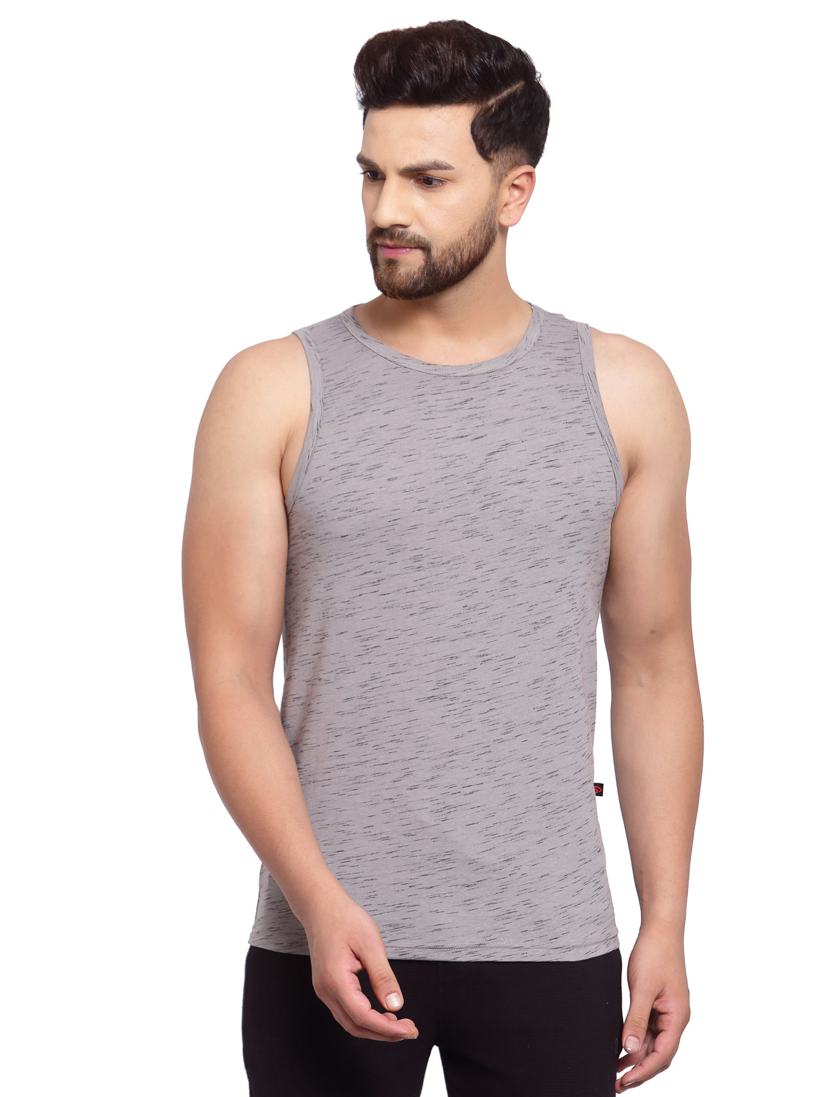 Men's Muscle Vests with Side Contrast Panel - Mid Grey