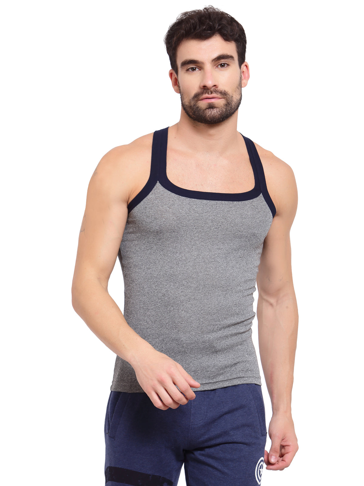 Sporto Men's Cotton Gym Vest - Grey Jaspe