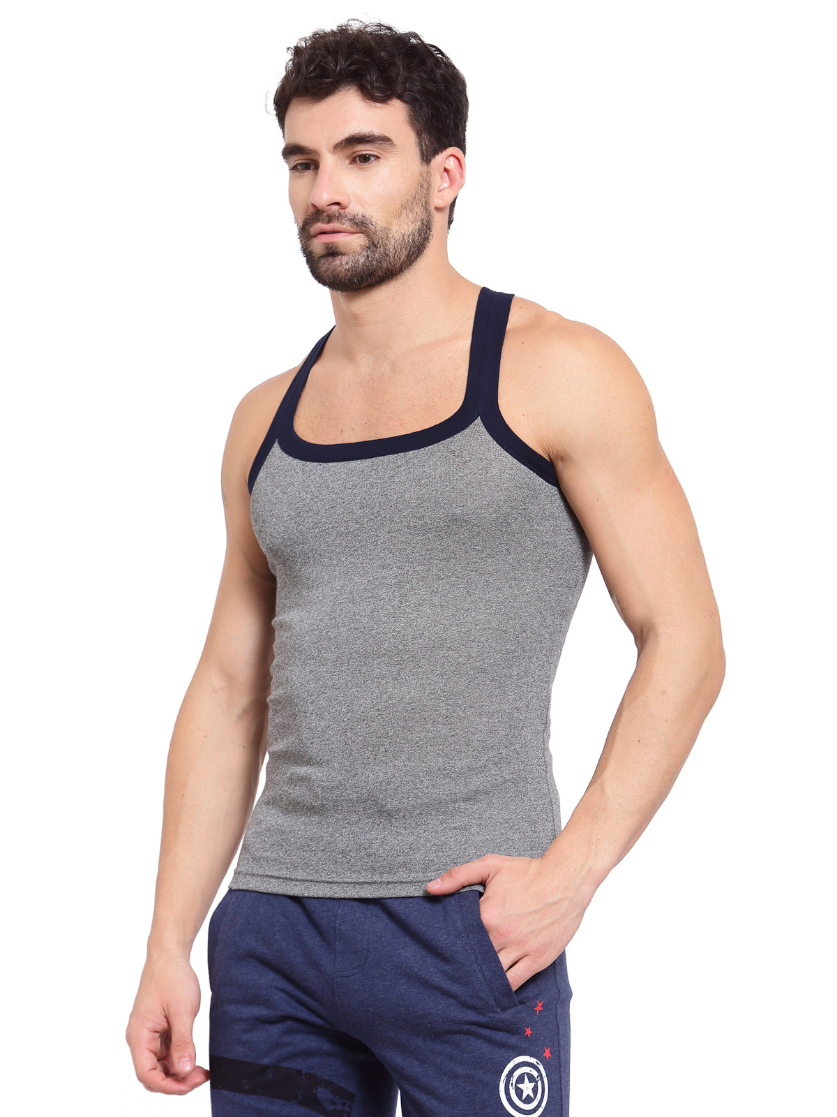 Sporto Men's Cotton Gym Vest - Grey Jaspe