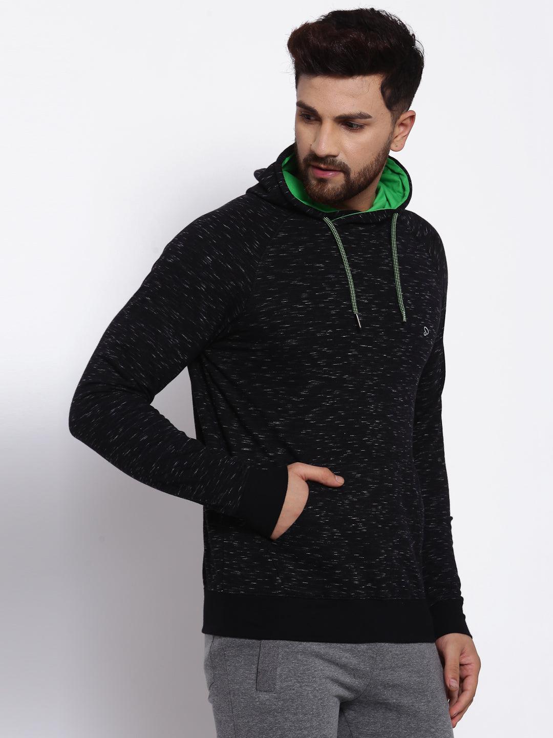 Sporto Men's Hoodie Sweatshirt - Black & White Inject