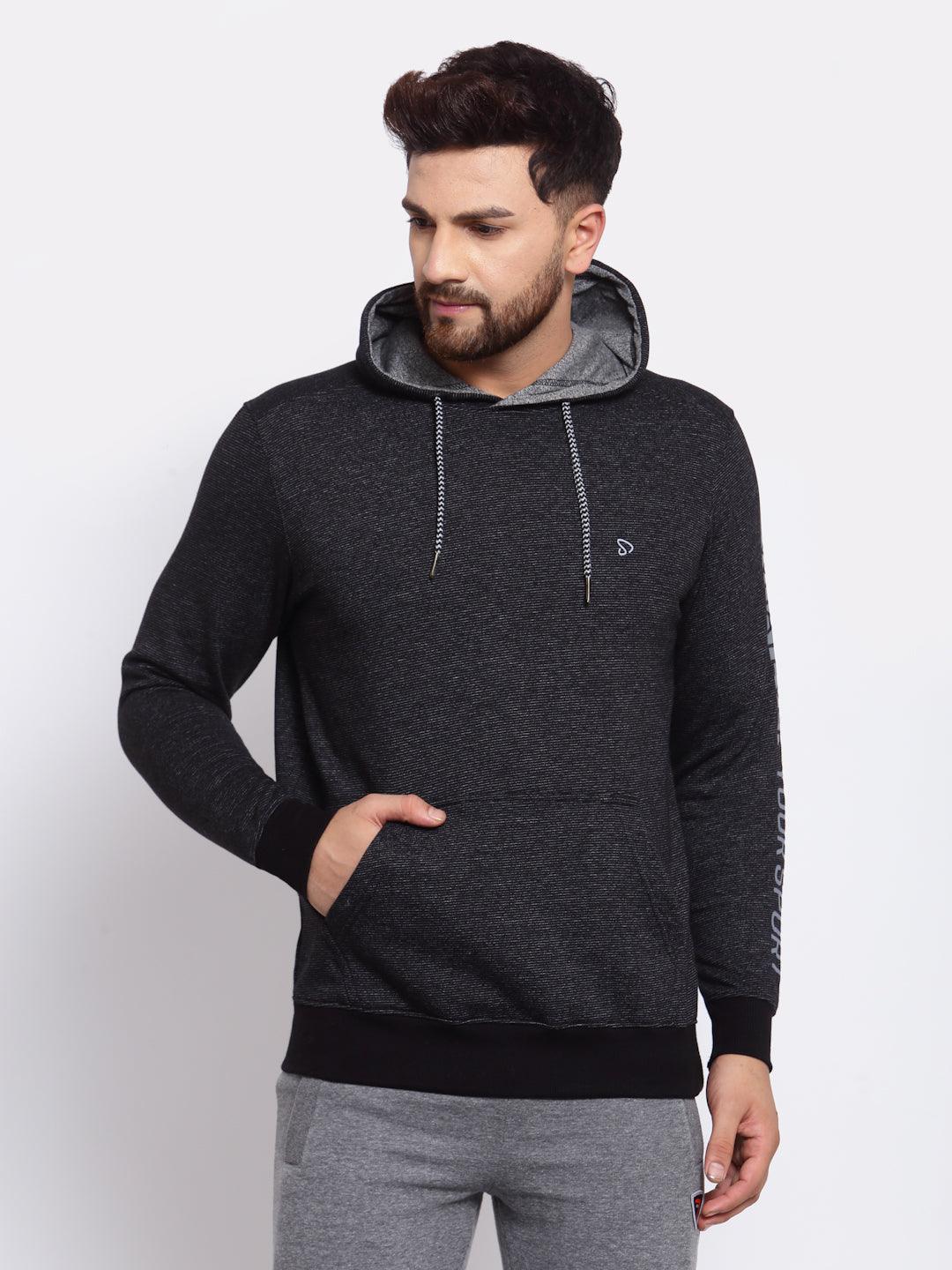 Sporto Men's Hoodie Sweatshirt - Black Jaspe