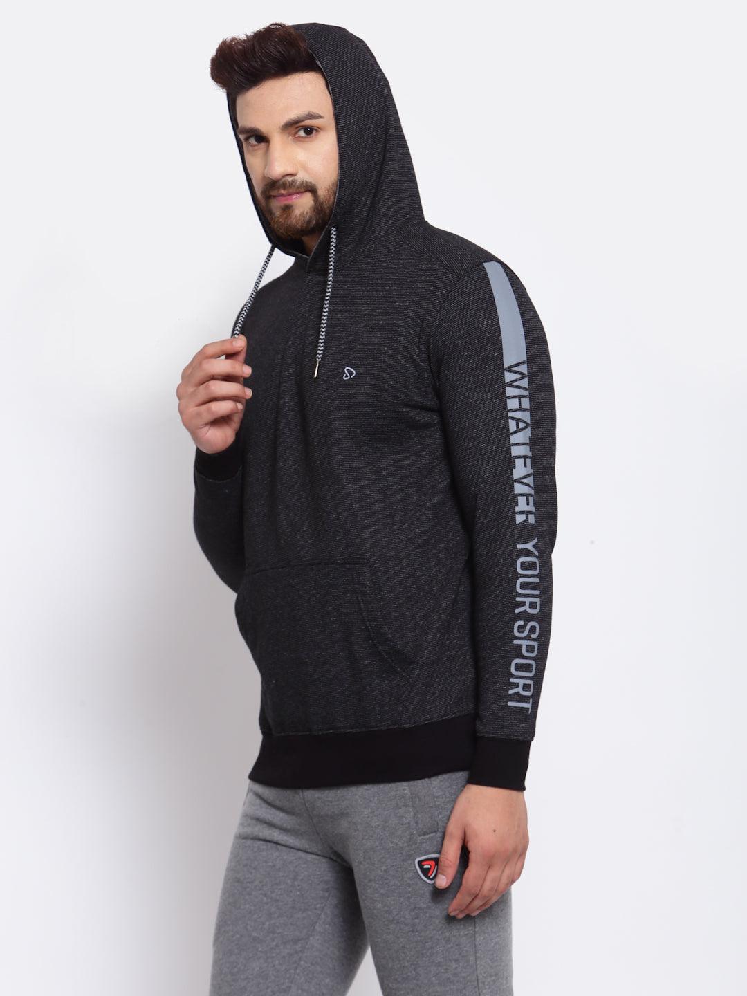 Sporto Men's Hoodie Sweatshirt - Black Jaspe