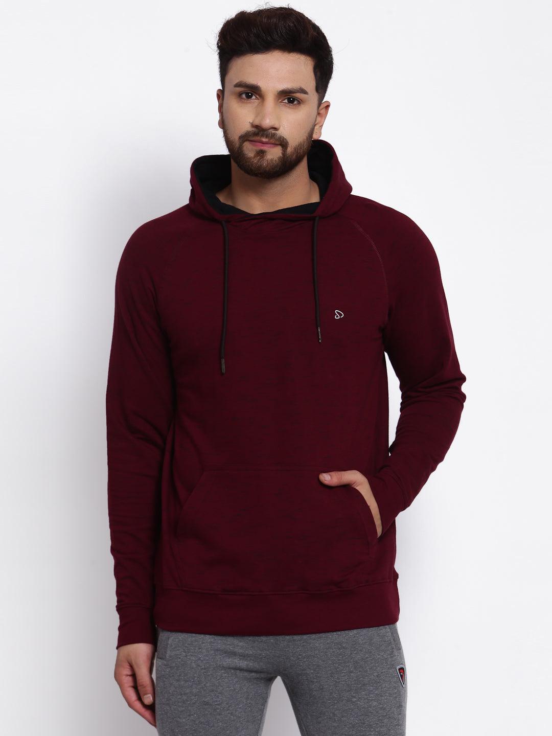 Sporto Men's Hoodie Sweatshirt - Burgundy & Black Inject