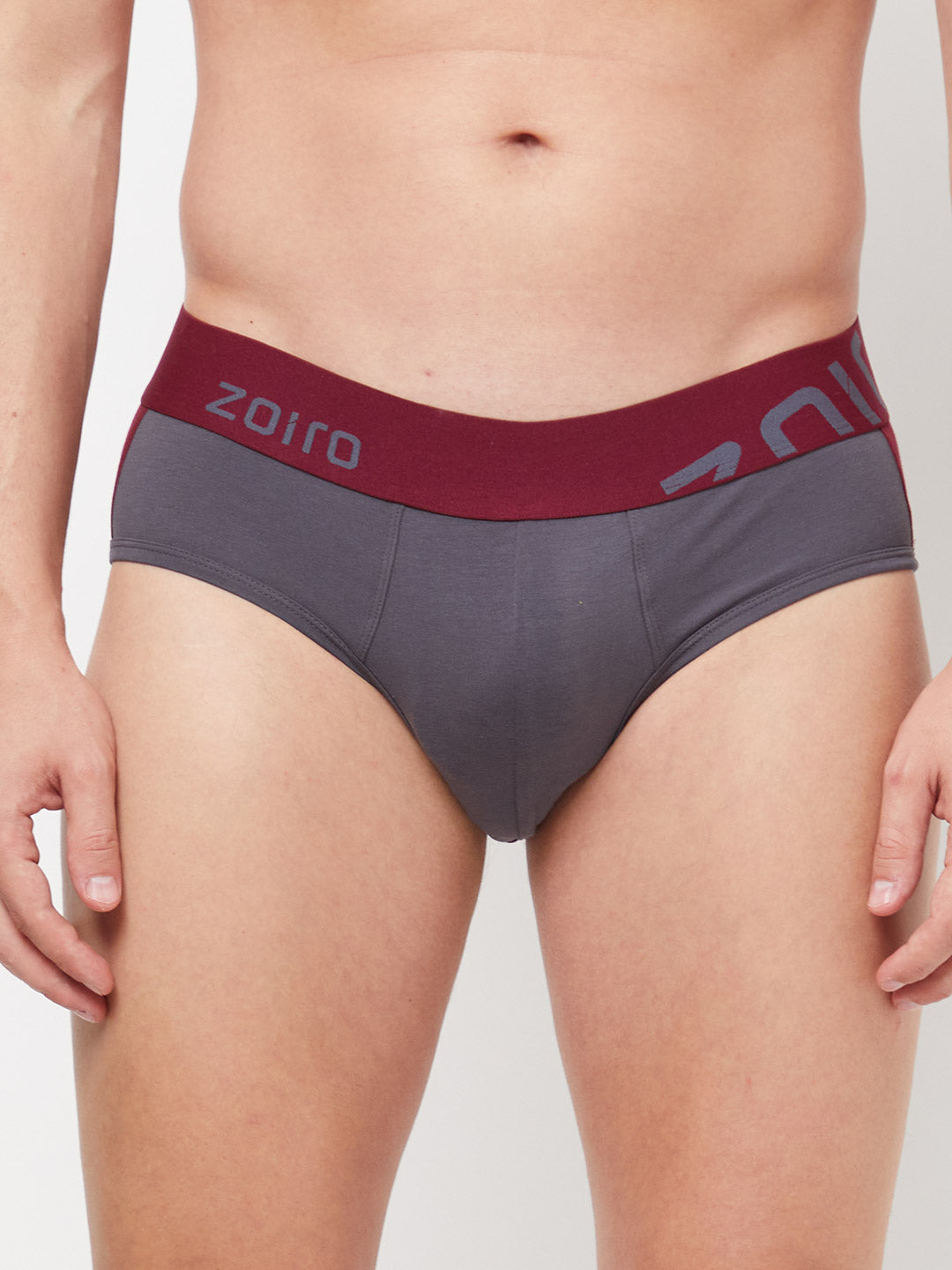 Zoiro Men's Cotton Trends Brief- Nine Iron - Windsore Wine