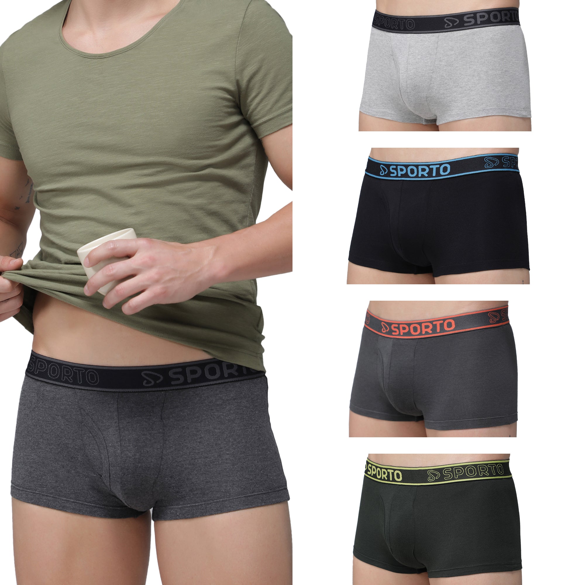 Sporto Men's Square Trunks (Pack of 5)