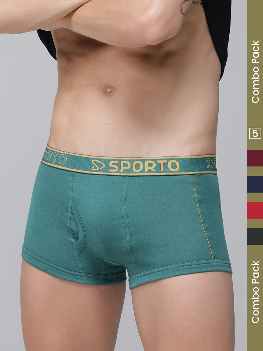 Sporto Men's Spandex Square Trunks (Pack of 5)