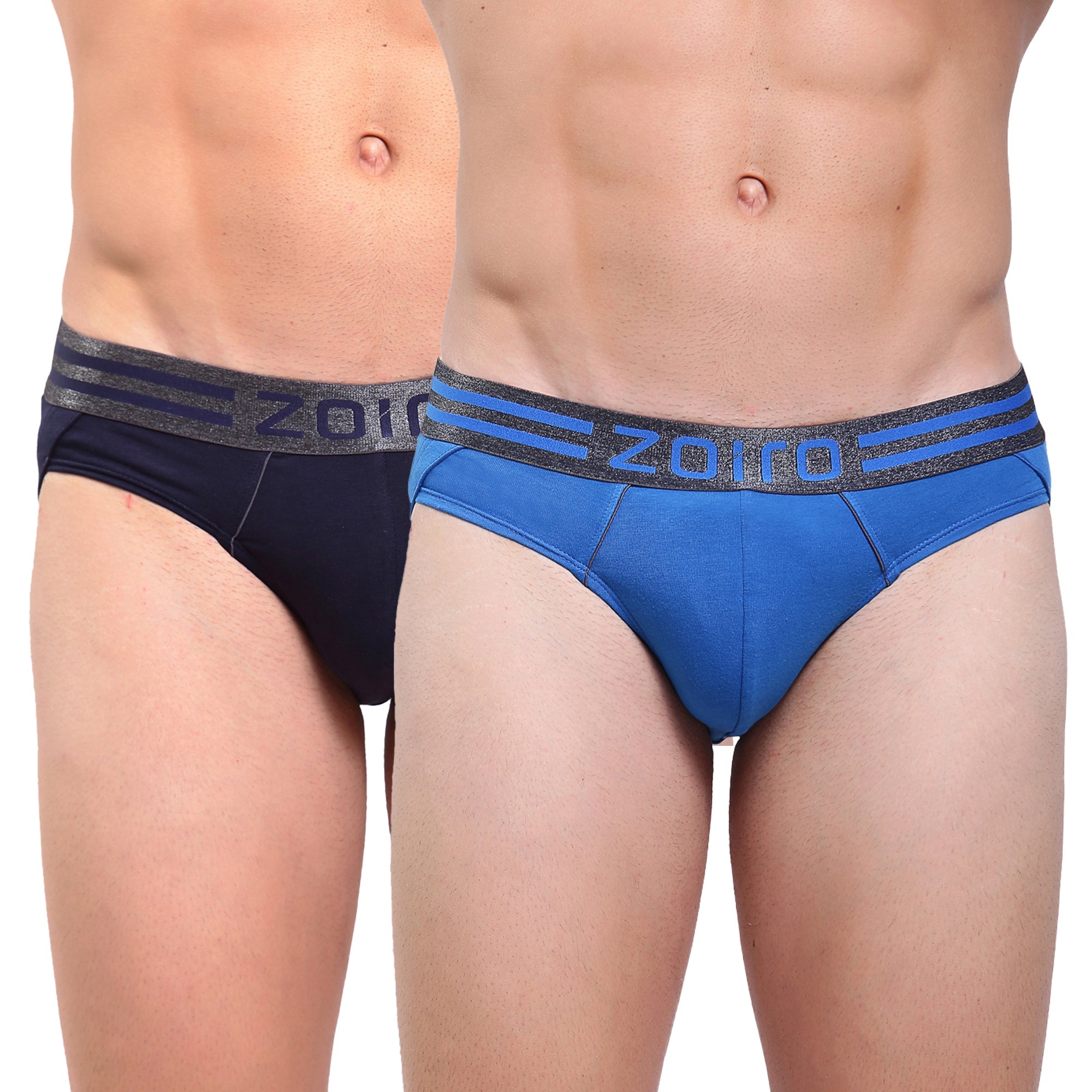 Zoiro Men's Sports Brief (Pack 2) - Sky Diver + Navy