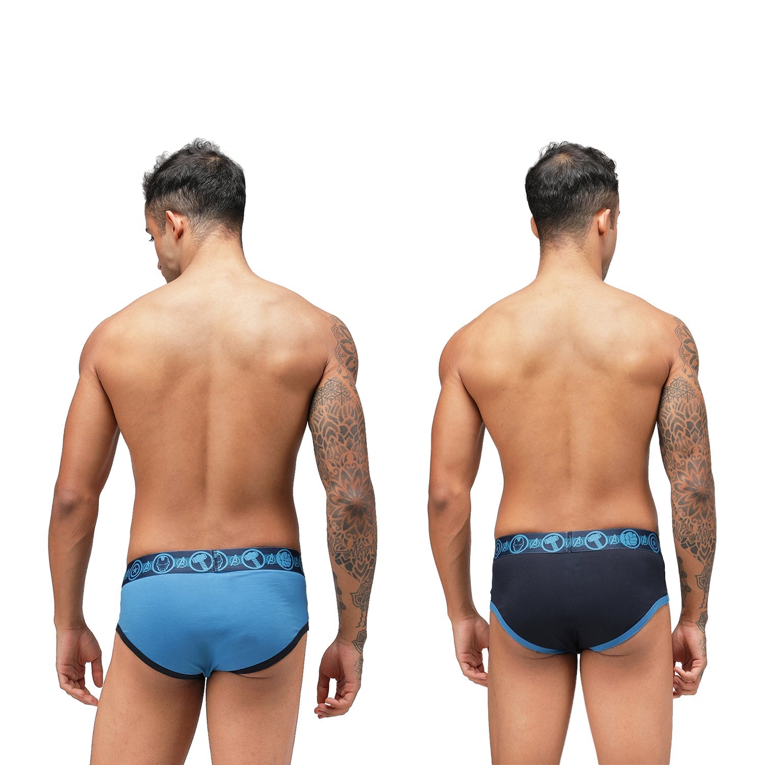 Zoiro Men's Avenger Logo Printed Brief (Pack 2) - Navy + Sky Diver