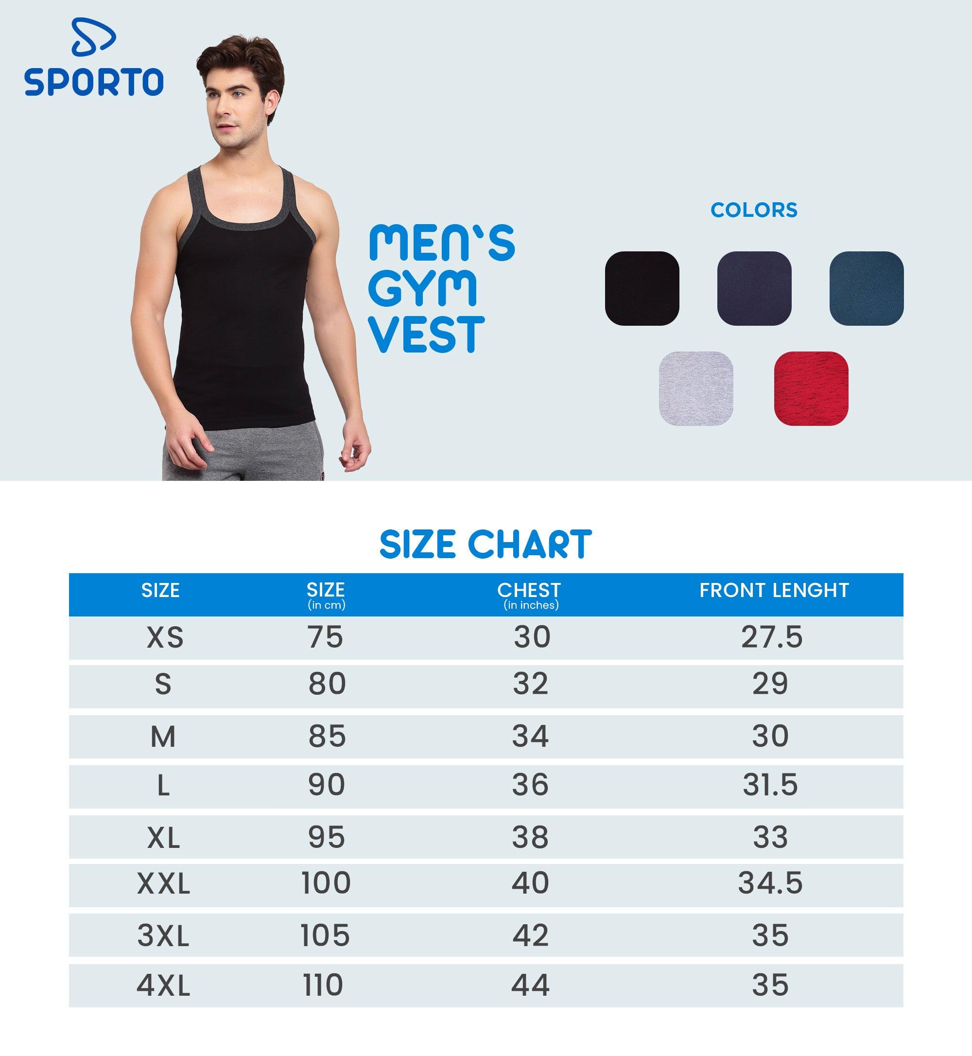 Sporto Mens Round Neck Solid Gym Vest Super Soft Cotton Pack Of 2