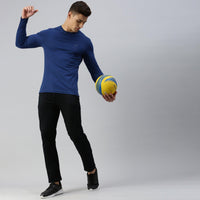 Sporto Men Round Neck Full Sleeve T-Shirt | Regular Fit | Denim Navy