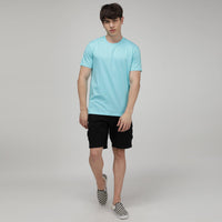 Sporto Men's Fluid Cotton Round Neck T-shirt - Sky Blue