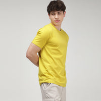 Sporto Men's Fluid Cotton Round Neck T-shirt - Lime Yellow