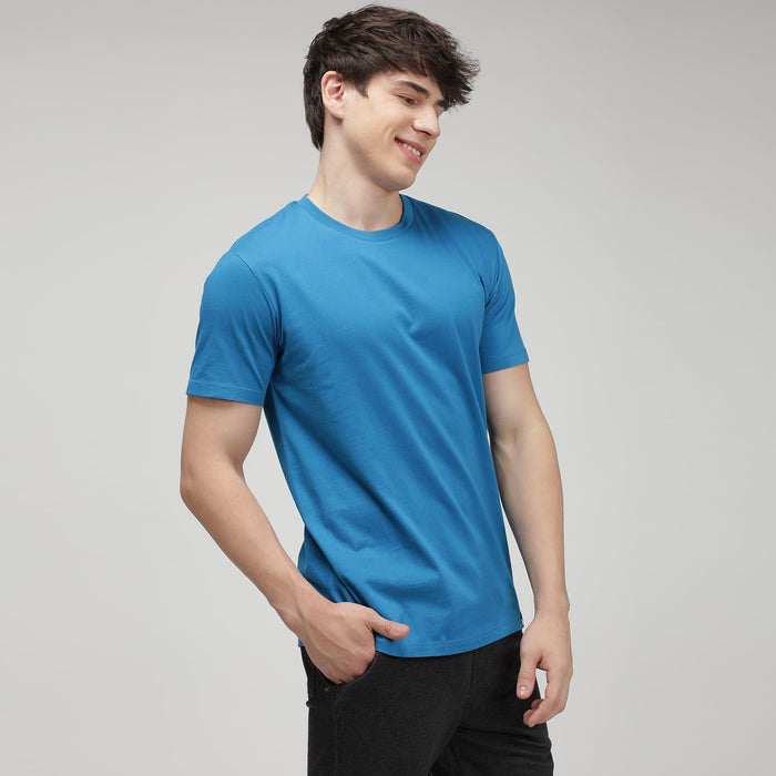 Sporto Men's Fluid Cotton Round Neck T-shirt - Blue