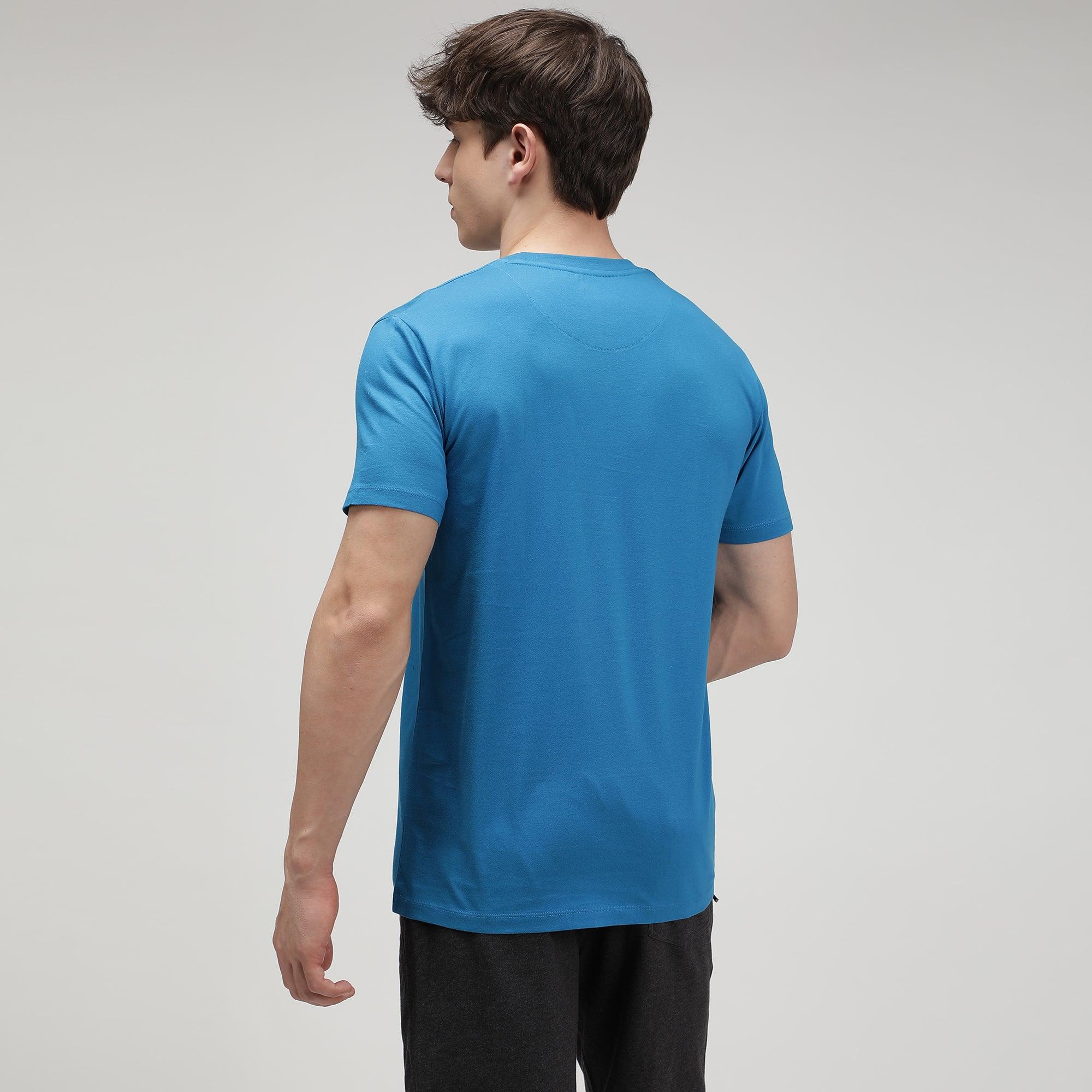 Sporto Men's Fluid Cotton Round Neck T-shirt - Blue