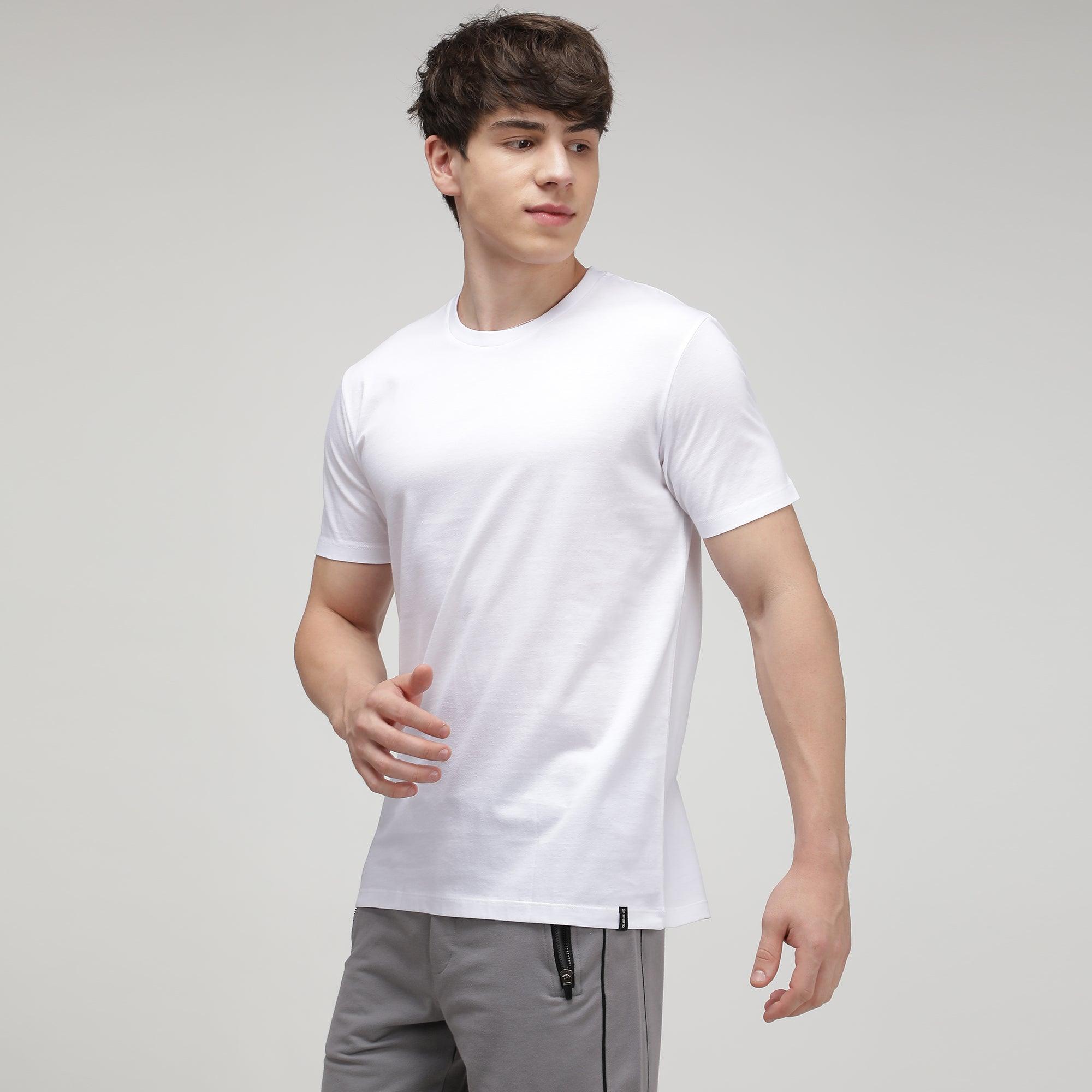 Men's Solid Round Neck Half Sleeve T-Shirt - White