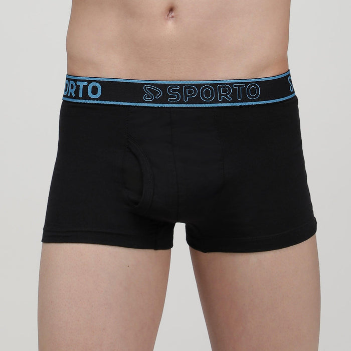 Sporto Men's Spandex Square Trunk (Pack Of 3) - Black