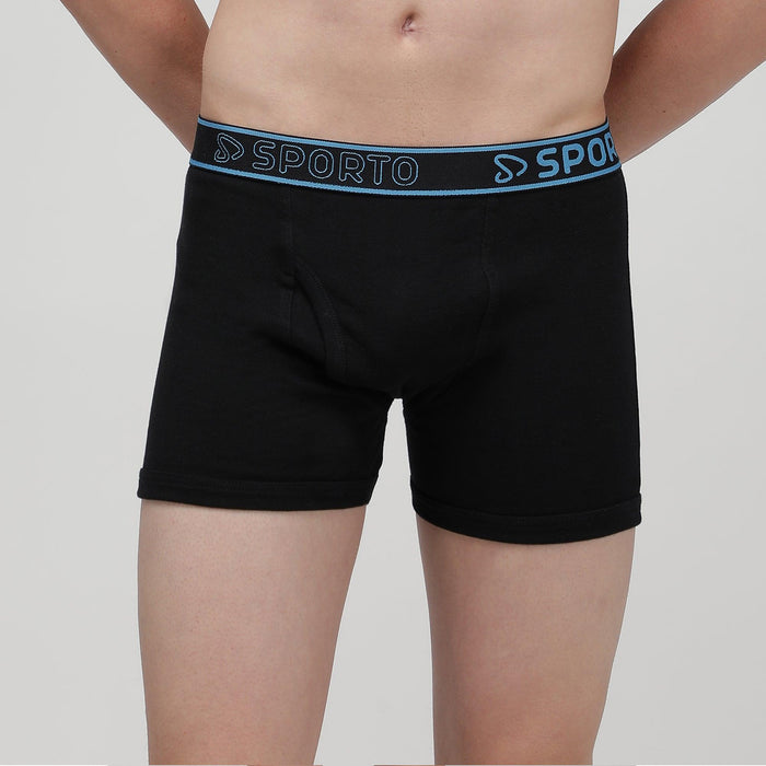 Sporto Men's Ribbed Long Trunk (Pack Of 3)- Black