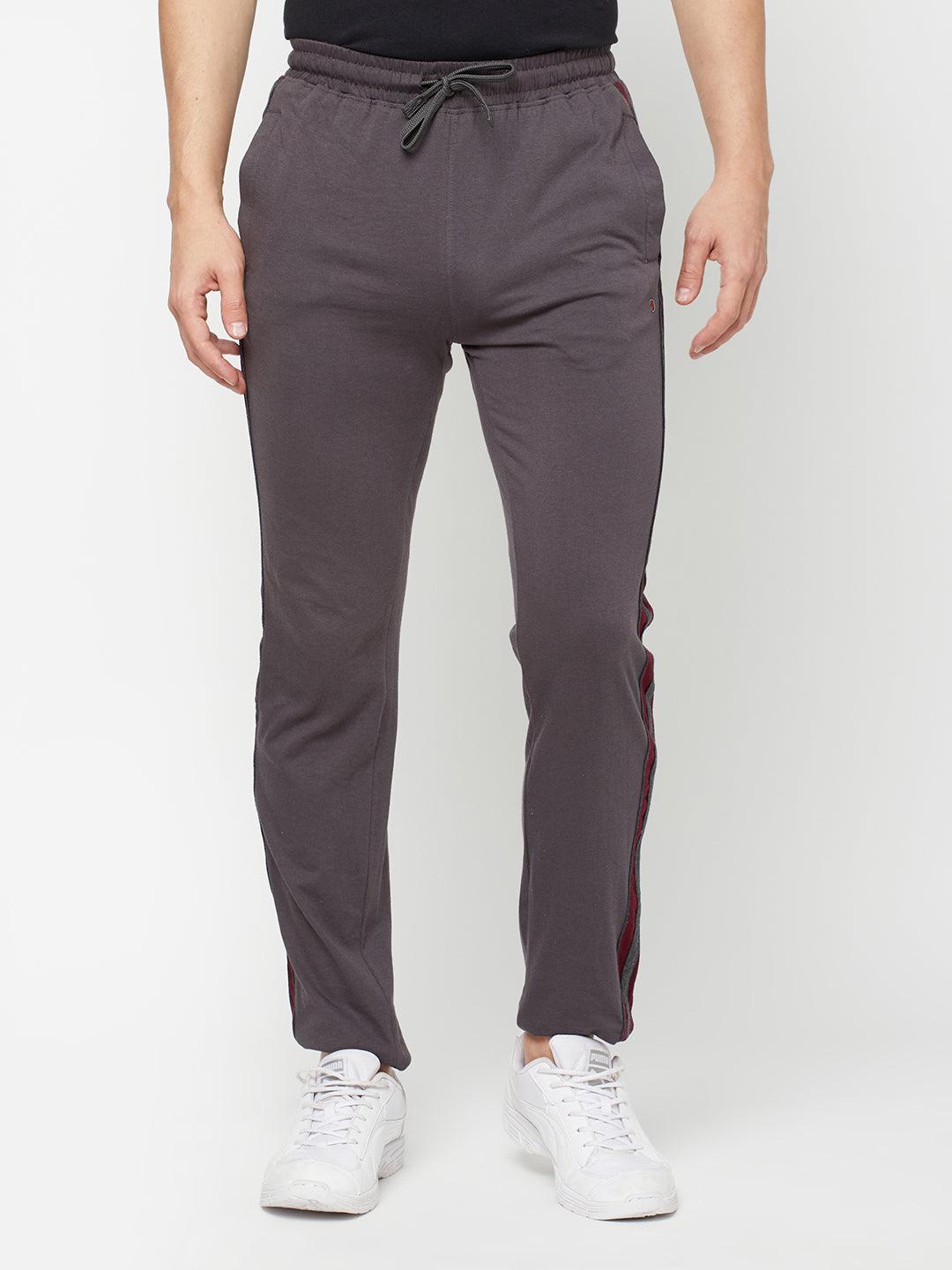 Sporto Men's Charcoal Cotton Blend Solid Regular Track Pant