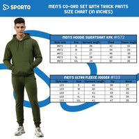 Sporto Ultra Fleece Hooded Sweatshirt for Men with Kangaroo Pocket | Olive