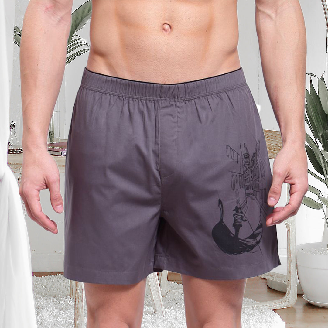 Zoiro Men's Cotton Trends Boxer Charcoal