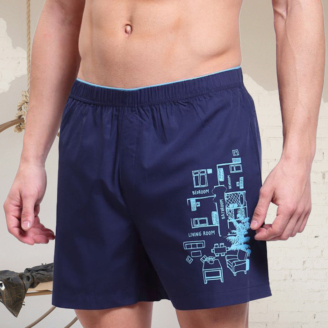 Zoiro Men's Cotton Trends Boxer Navy